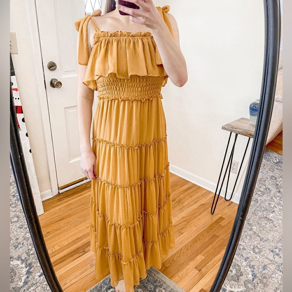 Misa Los Angeles Carmela Maxi Dress Yellow Gold Mustard XS